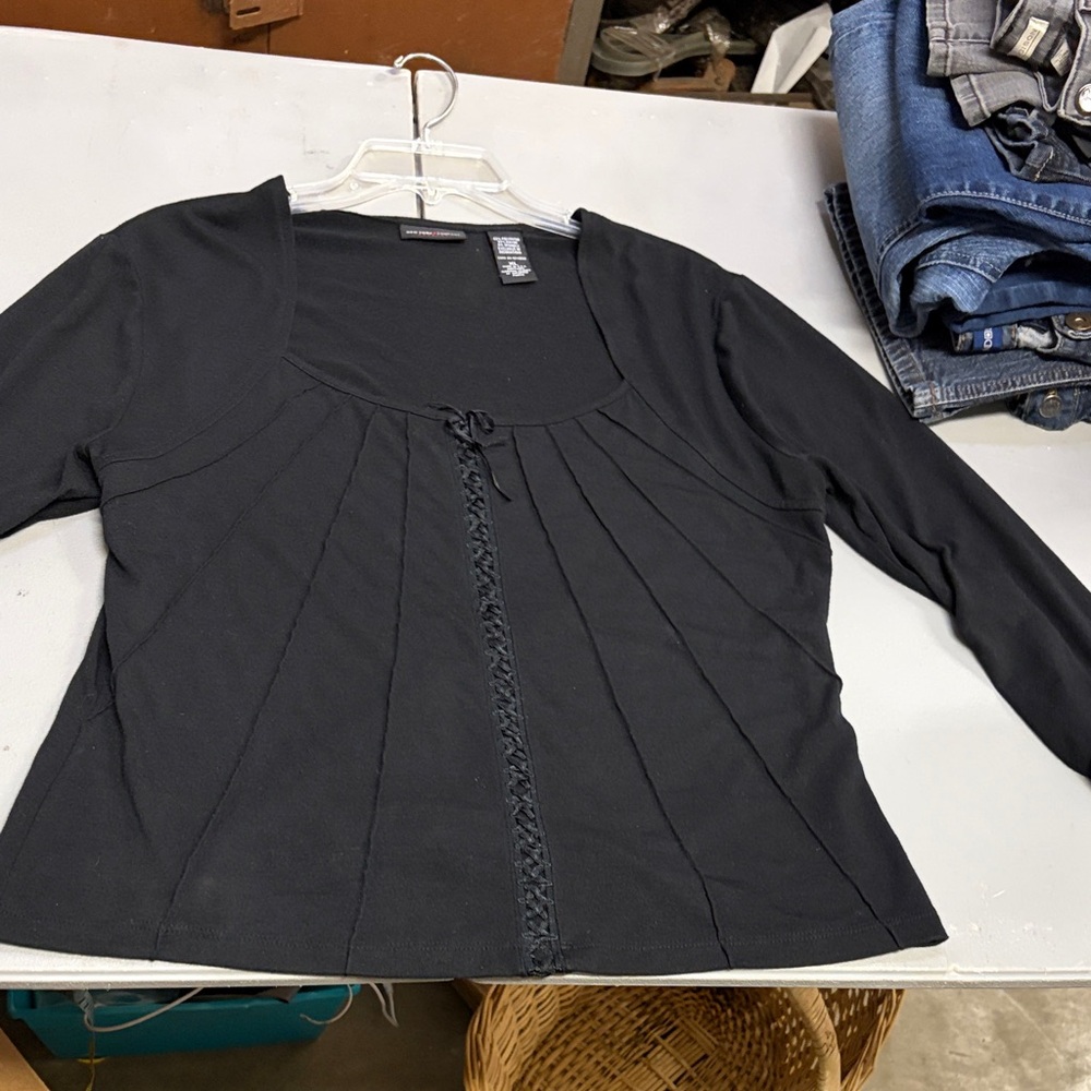 New York & Company Black Long Sleeve Blouse Women’s XL